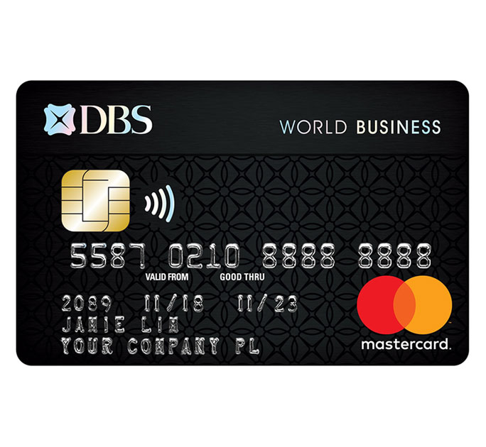 DBS World Business Card, a black Mastercard with a patterned design