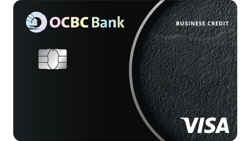 OCBC Business Credit Card, a black Visa card with a textured grey arc