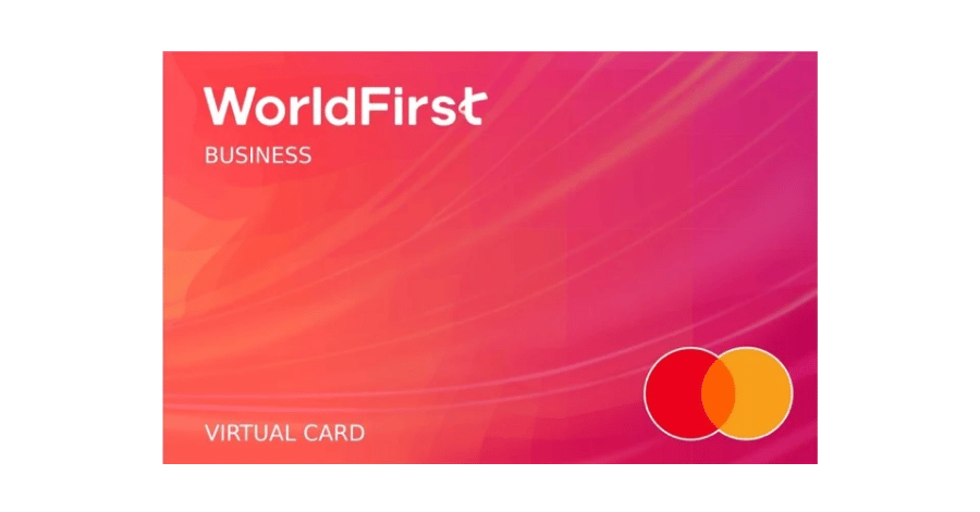 WorldFirst Business World Card, a coral-pink virtual Mastercard