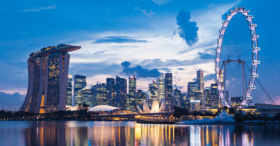 Singapore city skyline at dusk