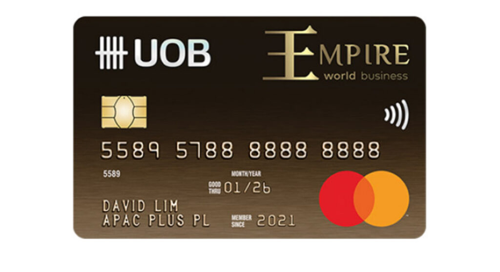 UOB Empire World Business Card, a bronze Mastercard with a gold Empire logo