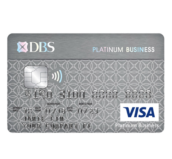DBS Visa Platinum Business Card, a silver Visa business credit card