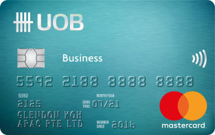 Teal UOB Business World Debit Card on the Mastercard network with a contactless symbol