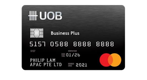 Black UOB Business Plus Card on the Mastercard network with chip and contactless symbol