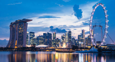 Singapore city skyline at dusk