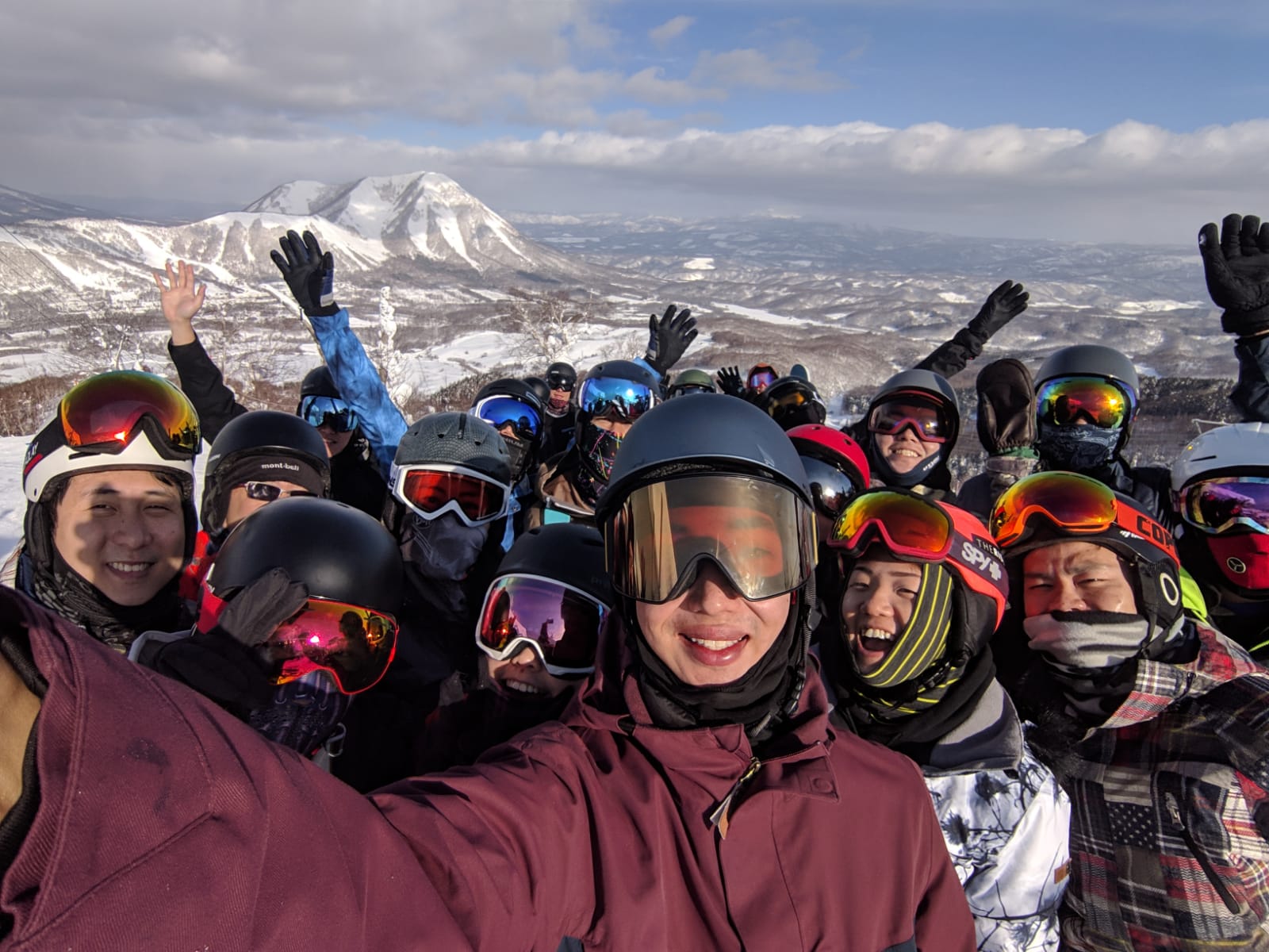 Snowboarding Alex with guests in Rusutsu, Hokkaido Japan