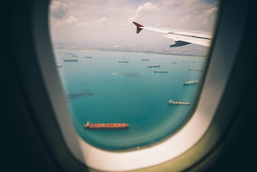 Plane Flight Window Seat Sea Singapore