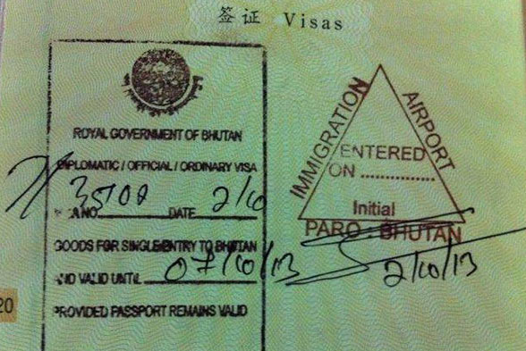 Bhutan Passport Stamp Rare