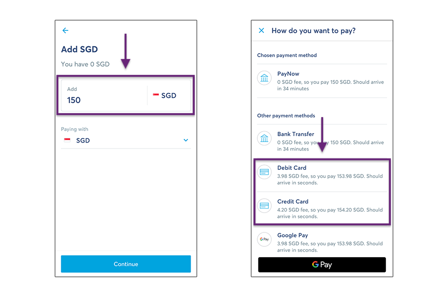 TransferWise Top Up Fees SGD