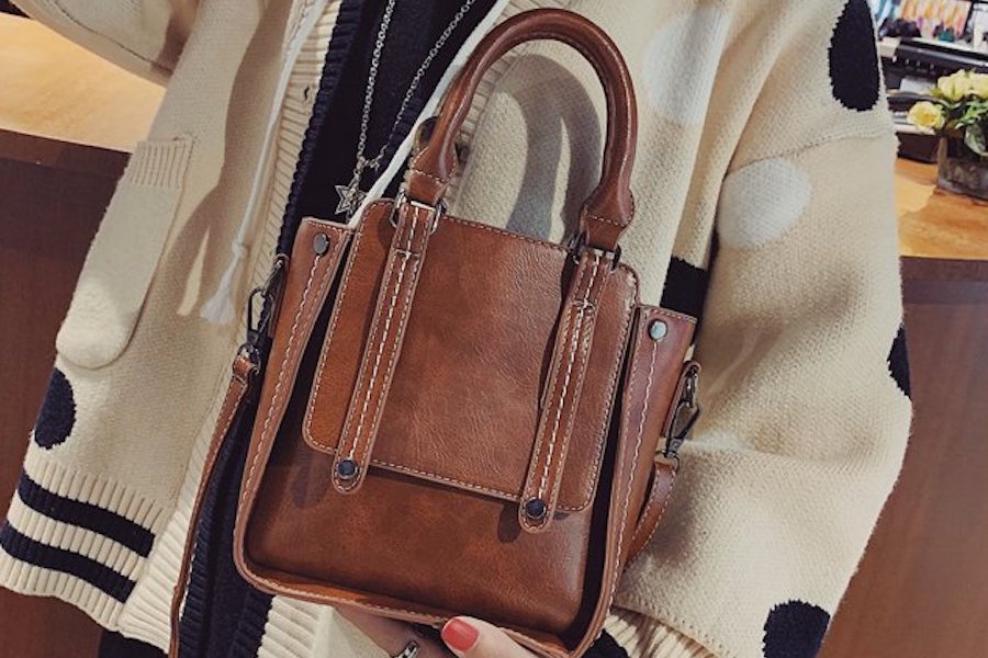 '90s Autumn Fashion Vintage Leather Satchel 