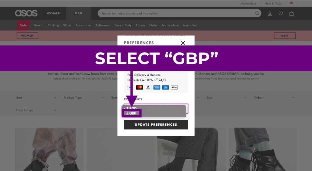 YouTrip Guide On How To Get ASOS For Cheap: How to Change Currency from SGD to GBP