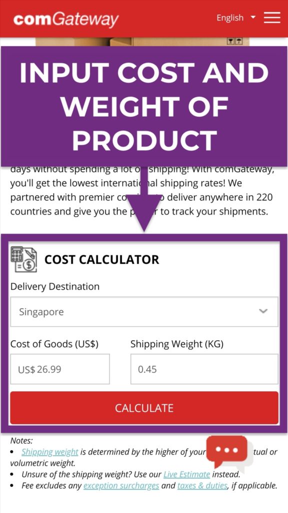 How to Use Comgateway US shipping cost calculator estimate