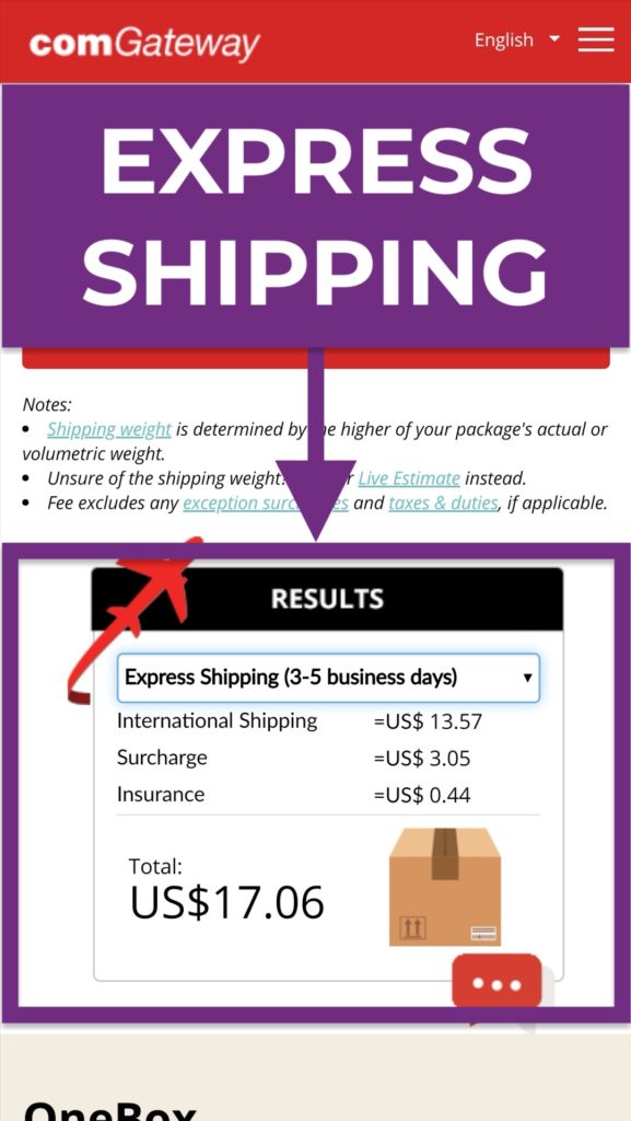 How to Use Comgateway US shipping express shipping price