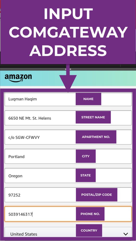 How to Use Comgateway US shipping amazon shipping address