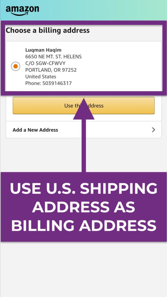 How to Use Comgateway US shipping address billing address