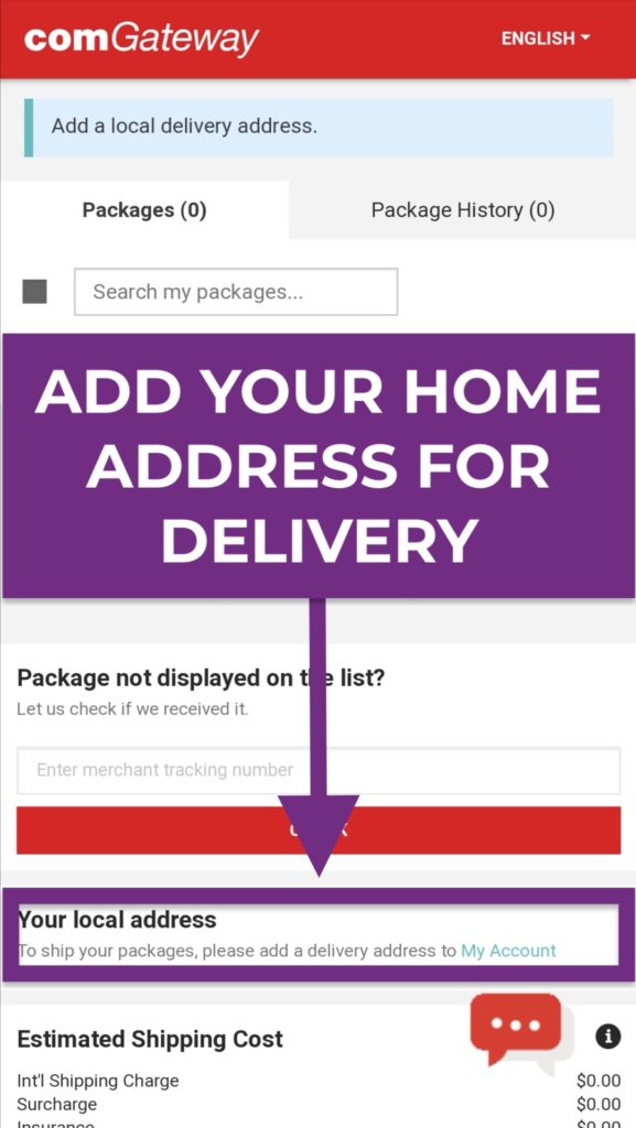 How to Use Comgateway US shipping local delivery address input