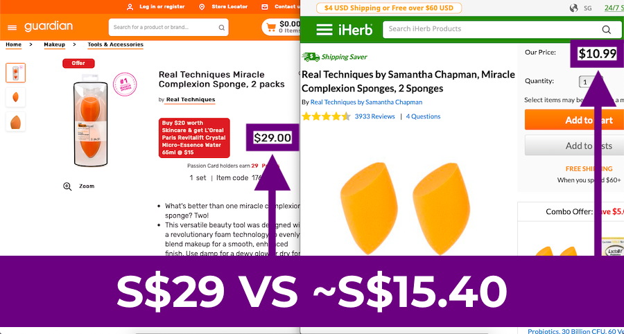 iHerb Vs Watsons/Guardian: Real Techniques Complexion Sponge Price Comparison