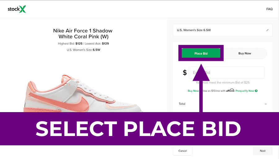 shoe bidding site