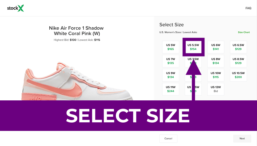 2. Select Your Size