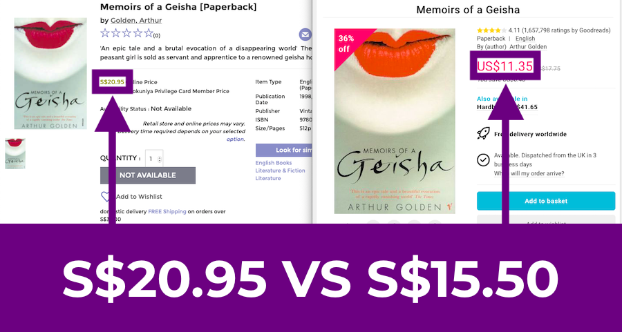 Book Depository VS Kinokuniya: Memoirs Of A Geisha Price Comparison