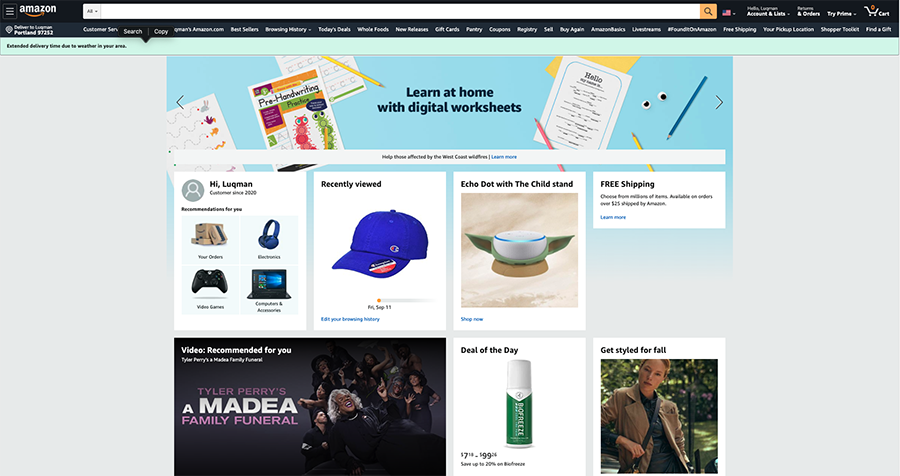 amazon prime day shopping search page