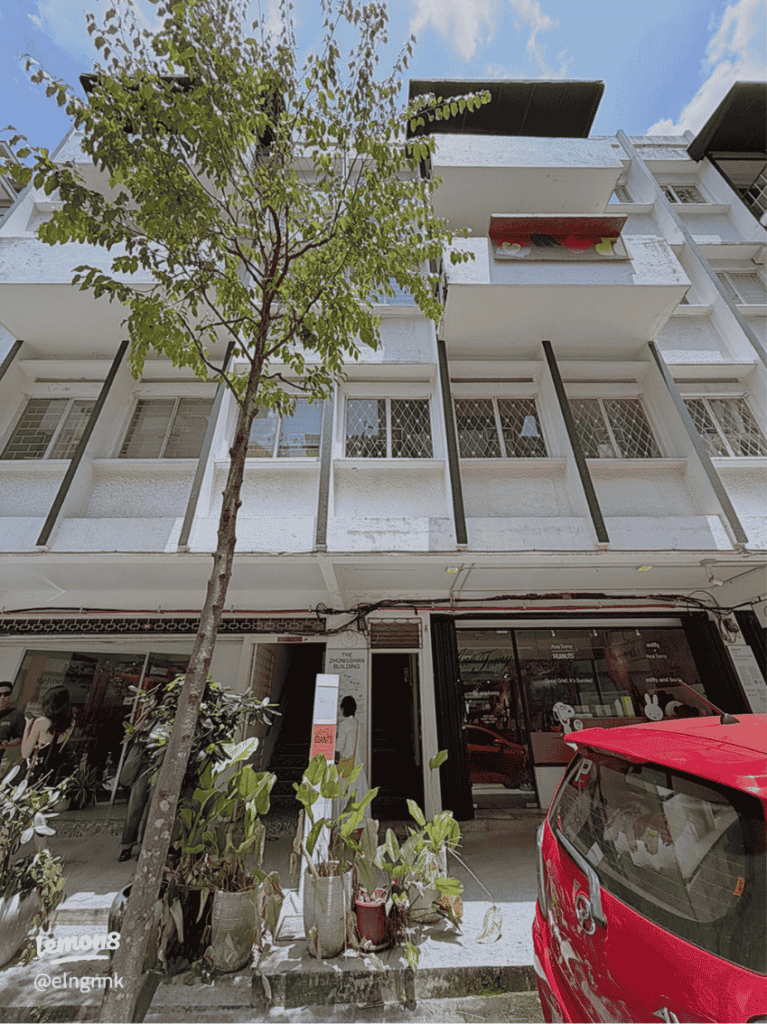 Row of old shophouses that make up The Zhongshan Building arts compound in KL