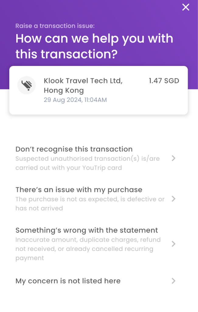 In-App Transaction Reporting Now Available: Report An Issue With Your Transaction Directly Via The YouTrip App