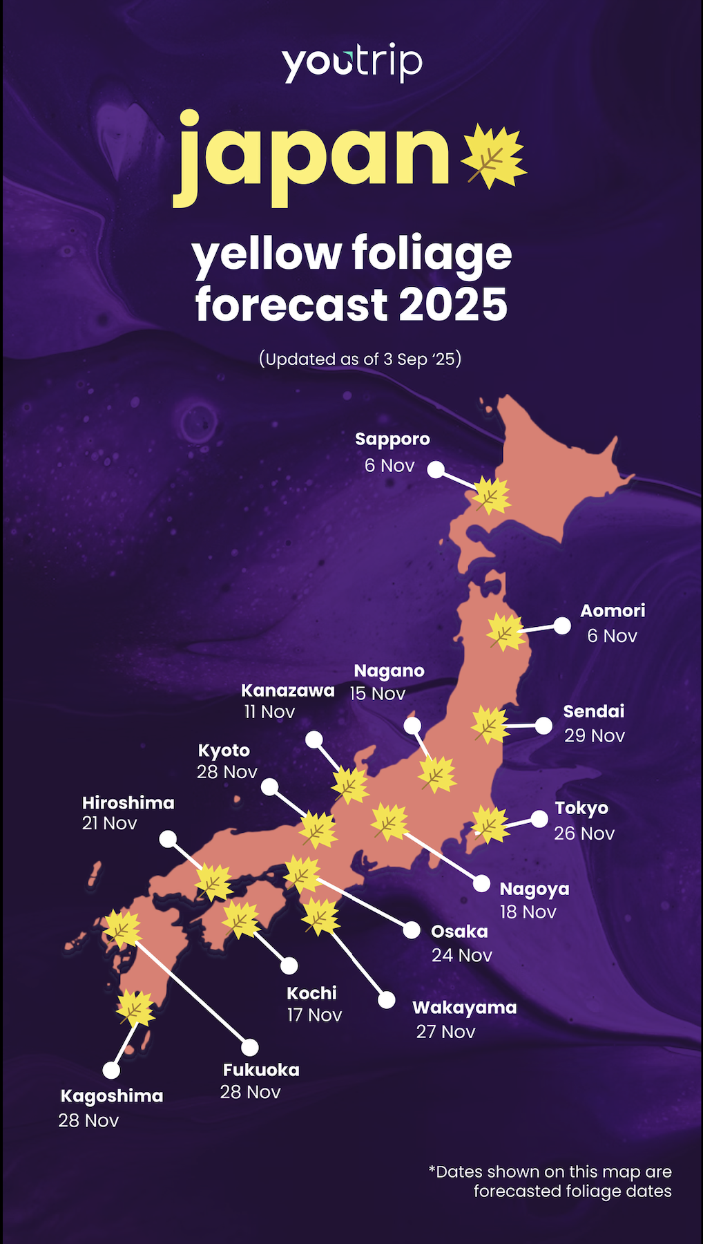 Autumn in Japan 2025: Fall Foliage Forecast (yellow leaves)