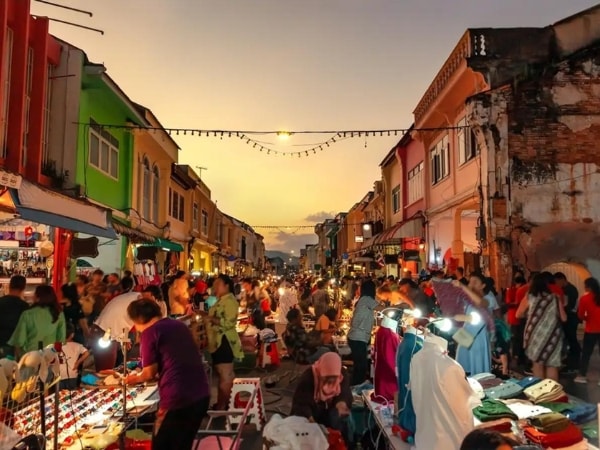 Food stalls at Bandar Penawar night market near Desaru