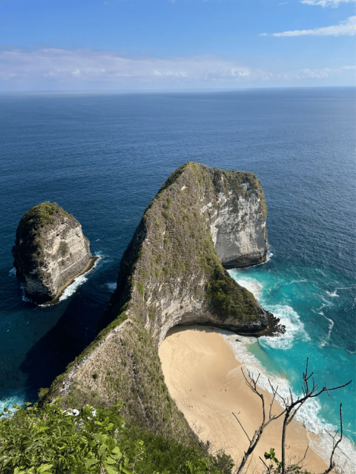 The T-Rex-shaped cliff and white-sand cove of Kelingking Beach, Nusa Penida