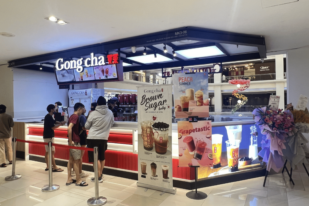 Customers queuing at the Gong Cha bubble tea counter in City Square JB