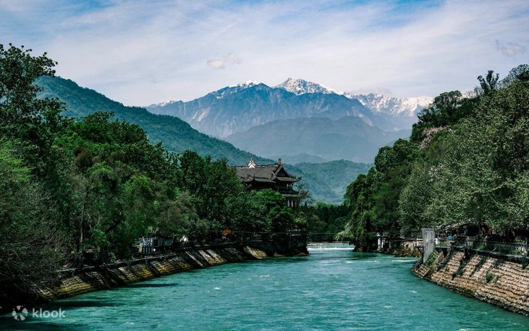 The rivers and channels of the ancient Dujiangyan irrigation system near Chengdu