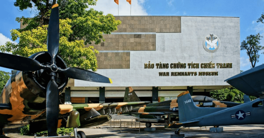 War-era aircraft and tanks displayed outside the War Remnants Museum in Ho Chi Minh City