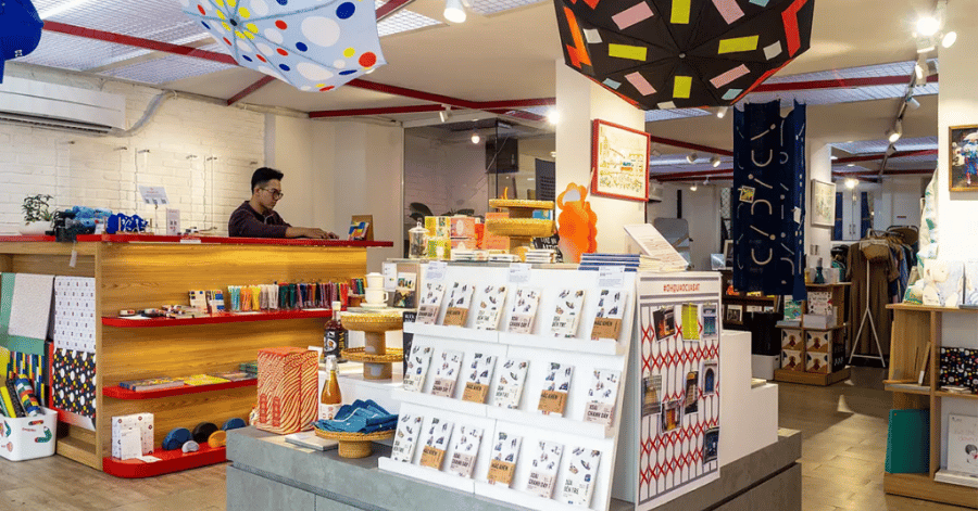 Stationery, zines and gifts displayed inside the OHQUAO concept store