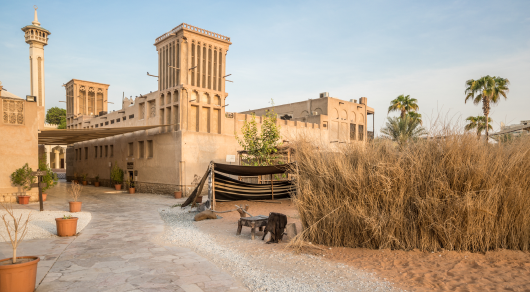 Traditional wind-tower buildings in the Al Fahidi historic district of old Dubai