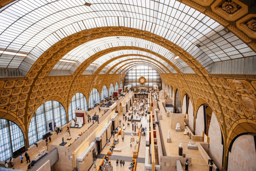 The Musée d'Orsay's former railway-station facade on the banks of the Seine