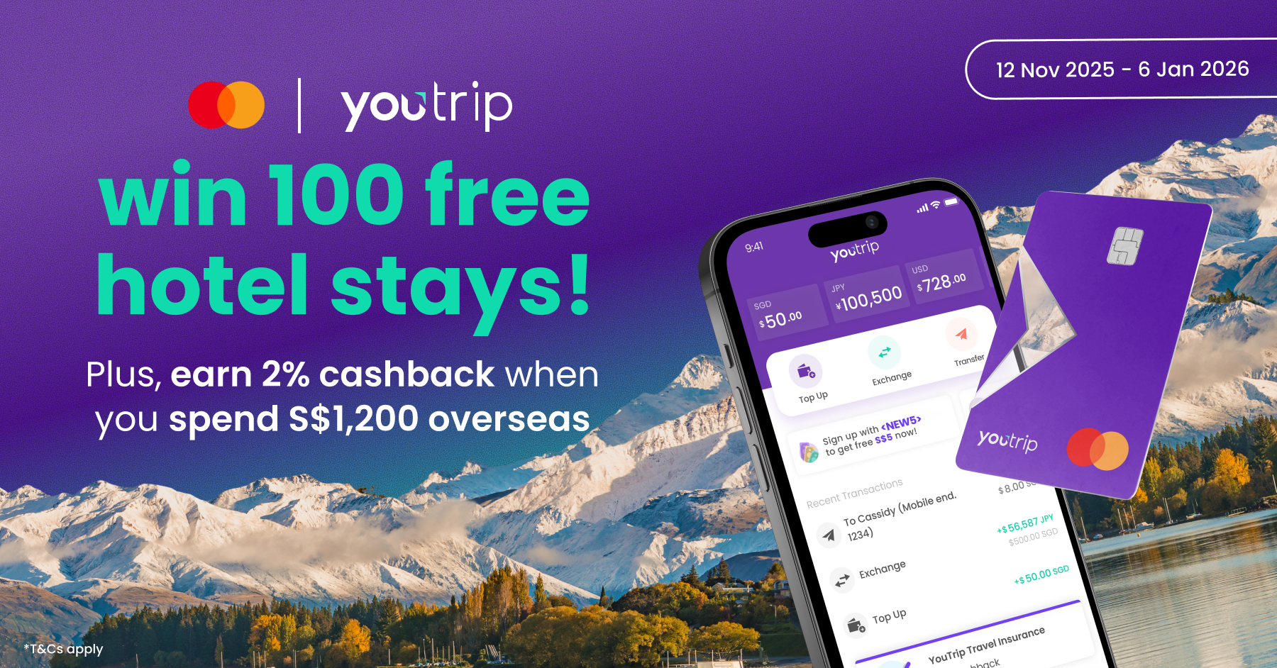 YouTrip x Mastercard: Win 100 Free Hotel Stays!