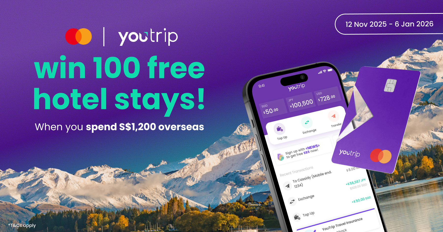 YouTrip x Mastercard: Win 100 Free Hotel Stays
