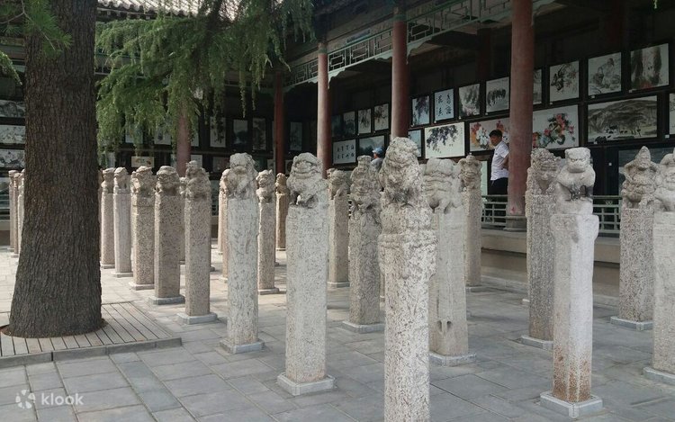 Rows of carved stone pillars on display at Xi'an's Beilin Museum