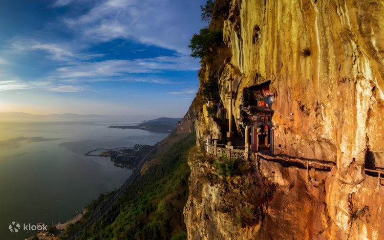 Cliffside shrines and walkways of Dragon Gate carved high above Dianchi Lake, Kunming