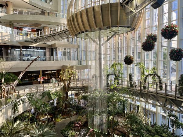 The indoor botanical-garden atrium inside Halo Shopping Park, Chongqing