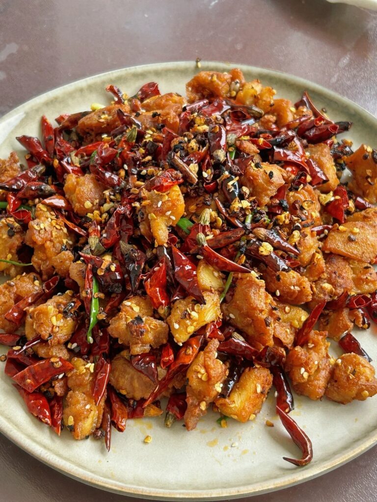 Fried chicken buried in dried red chillies, Chongqing la zi ji