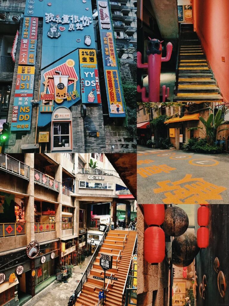 Murals, cafes and stairways at Chongqing's Erchang creative park
