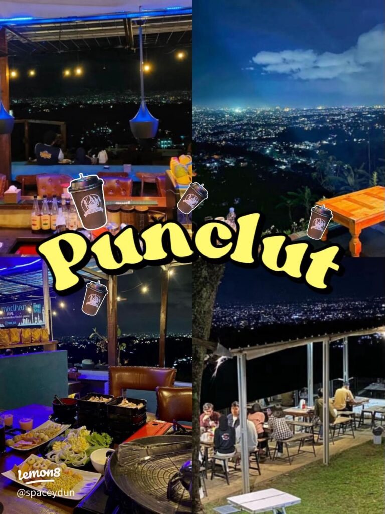Hillside cafes at Punclut looking out over Bandung's city lights after dark