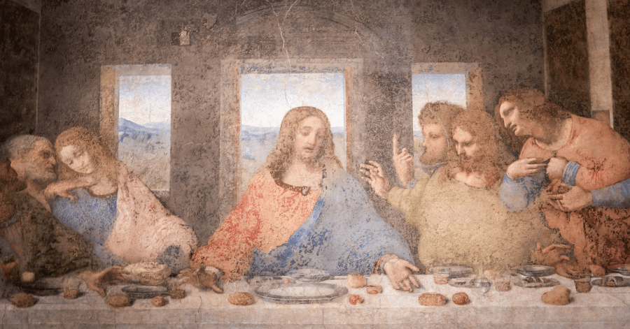 Leonardo da Vinci's Last Supper mural on the refectory wall of Santa Maria delle Grazie