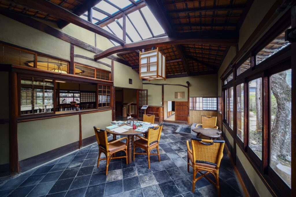 The skylit living room of writer Shiga Naoya's former residence in Nara