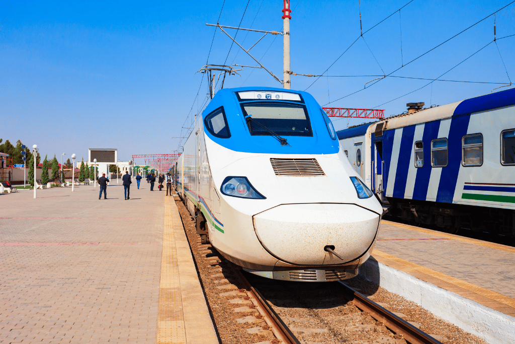 The Afrosiyob high-speed train connecting Tashkent, Samarkand and Bukhara