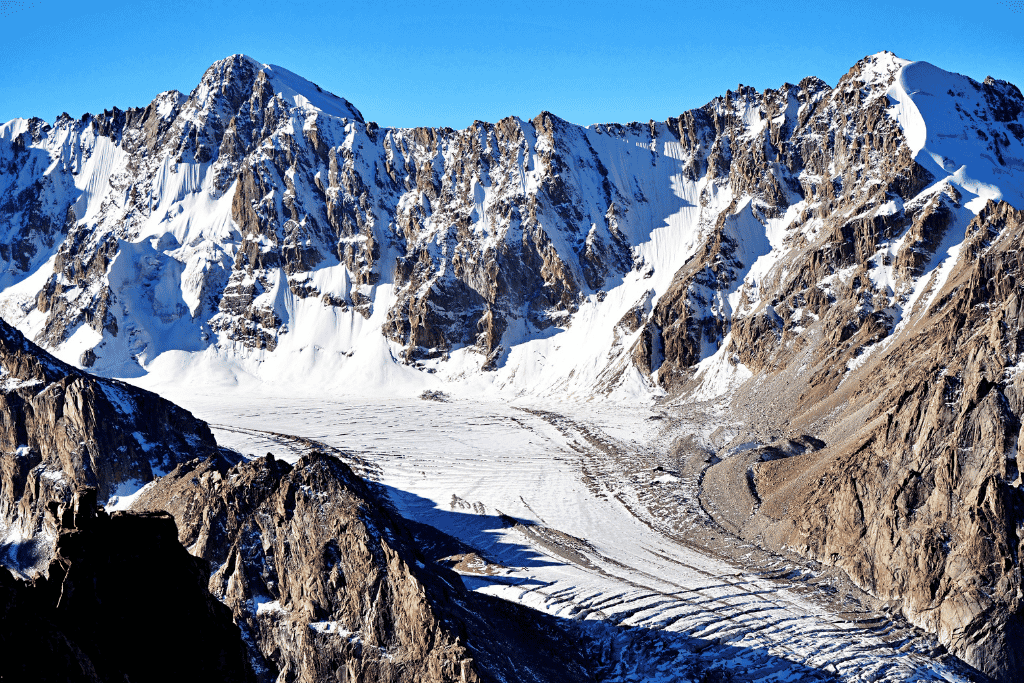 Glacier-carved valley and peaks inside Ala Archa National Park near Bishkek