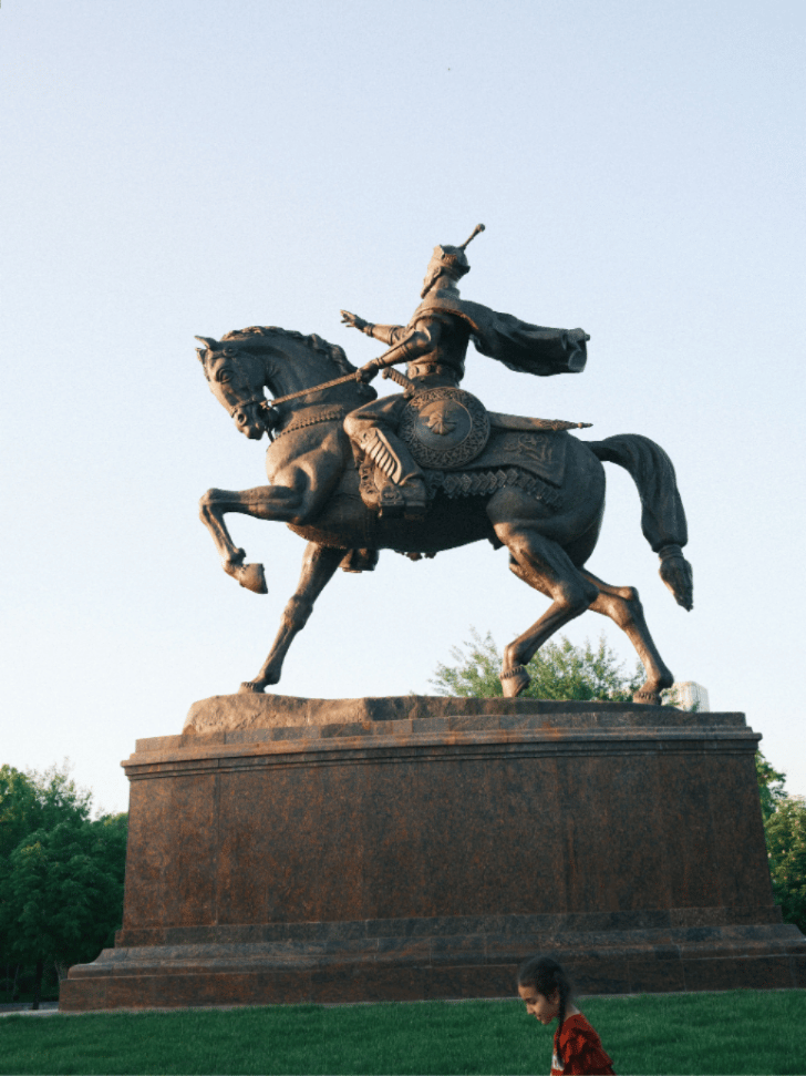 Statue of Amir Timur at the centre of Amir Timur Square in Tashkent