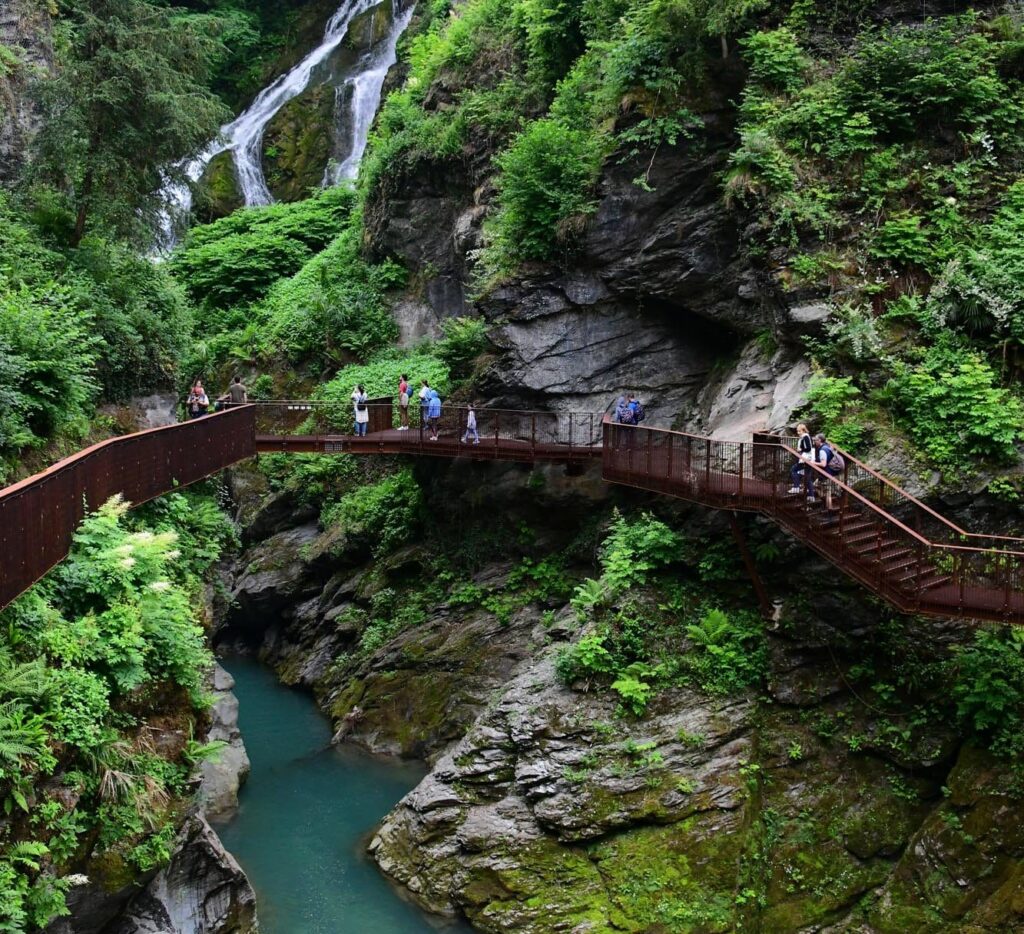 Waterfall inside the Orrido di Bellano gorge near Lake Como